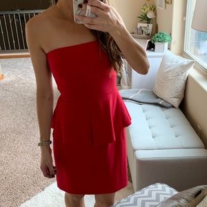 Elizabeth & James Strapless Peplum Dress